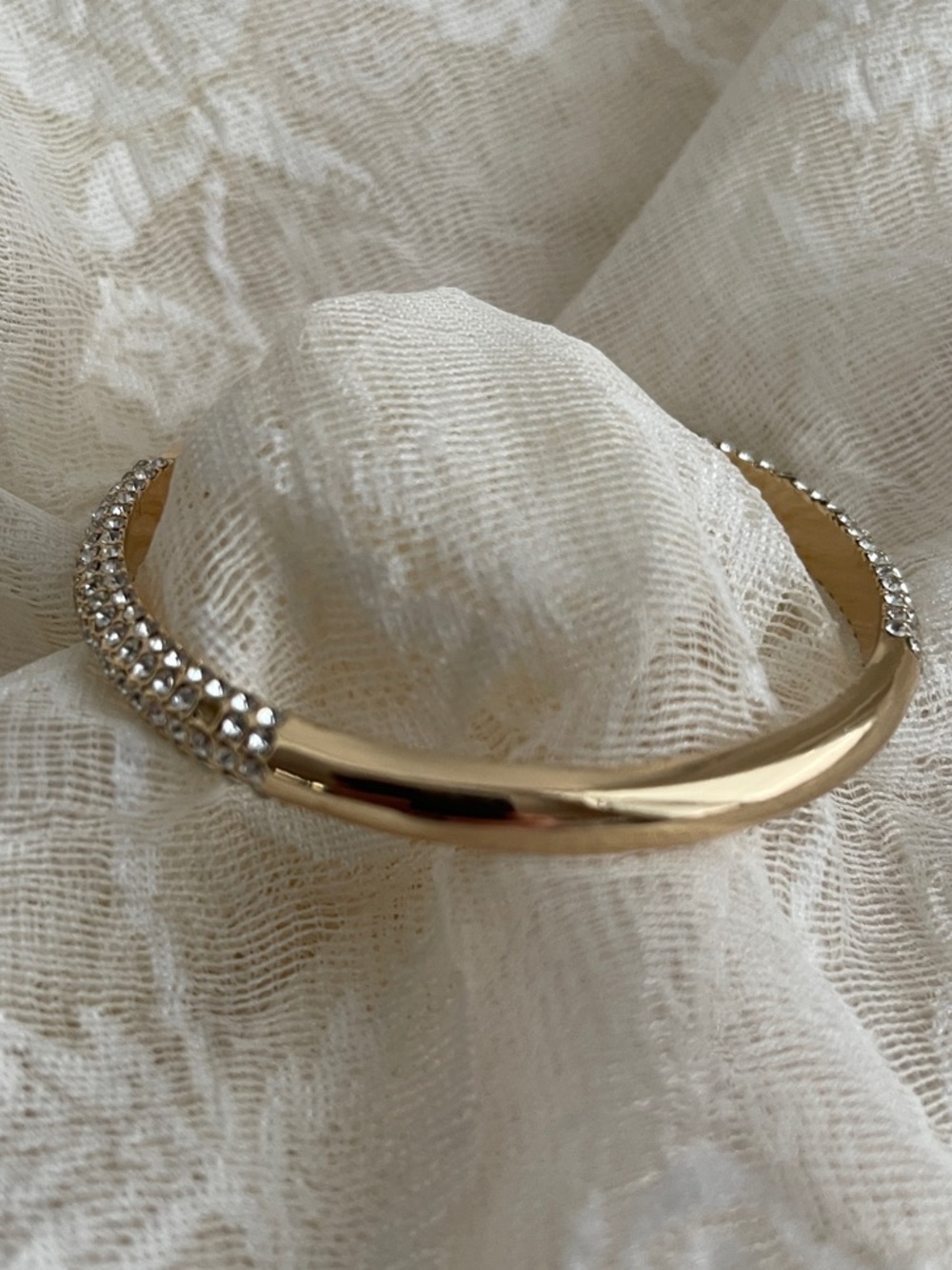 Gold Crystal Pavé Stretch Bangle Bracelet
